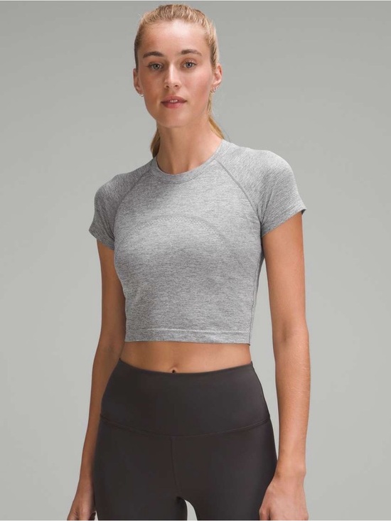 lululemon athletica Tops - Lululemon Swiftly Tech Cropped Short-Sleeve Shirt 2.0 grey Slate/White W3GZHS 6